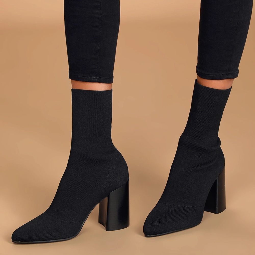 Steve Madden Trent Sock Booties Black - Size 8